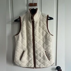 Old Navy Quilted Cream Vest with Brown Accents